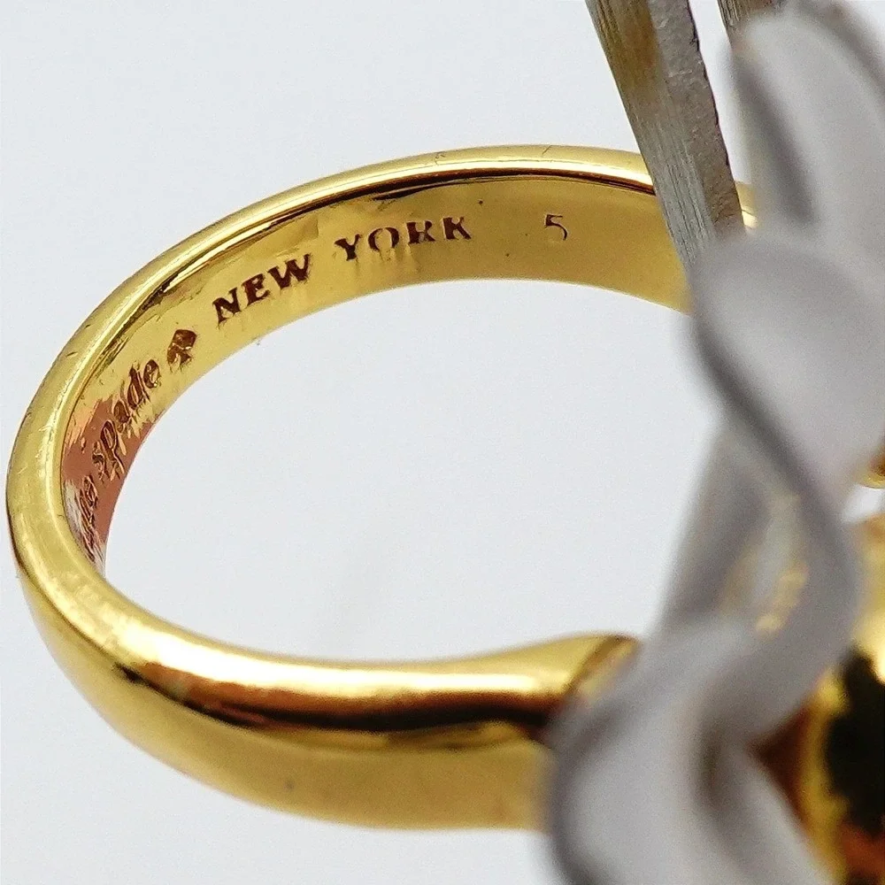 kate spade NY Dazzling Daisie Gold Tone Daisy Flower Open Ring Size 5 Botanical